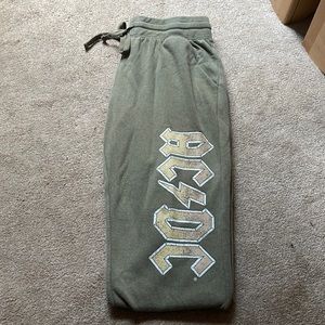full length army green AC/DC sweatpants